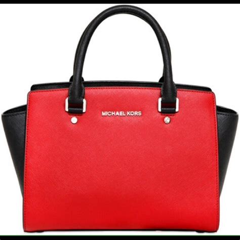 michael kors red and black bag|More.